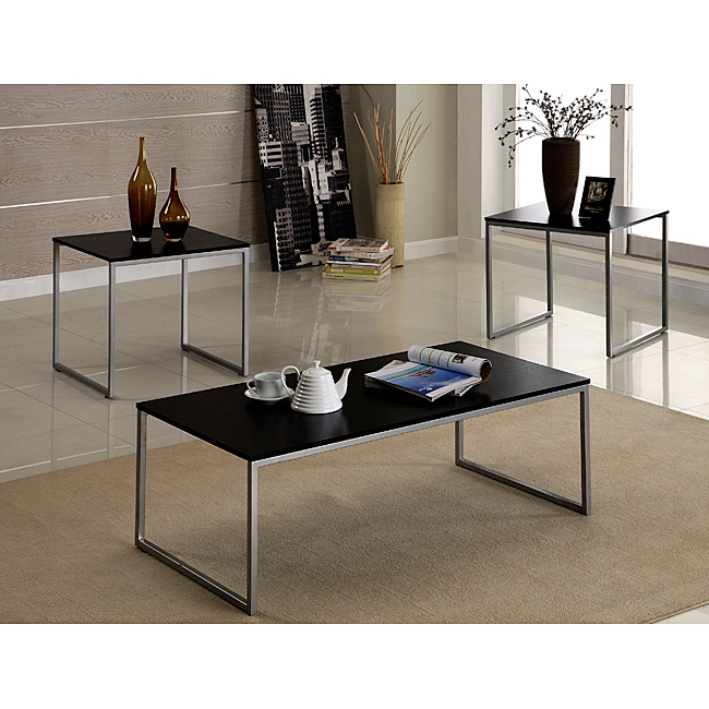 OVERSTOCK CONTEMPORARY BLACK AND SILVER TABLE SET