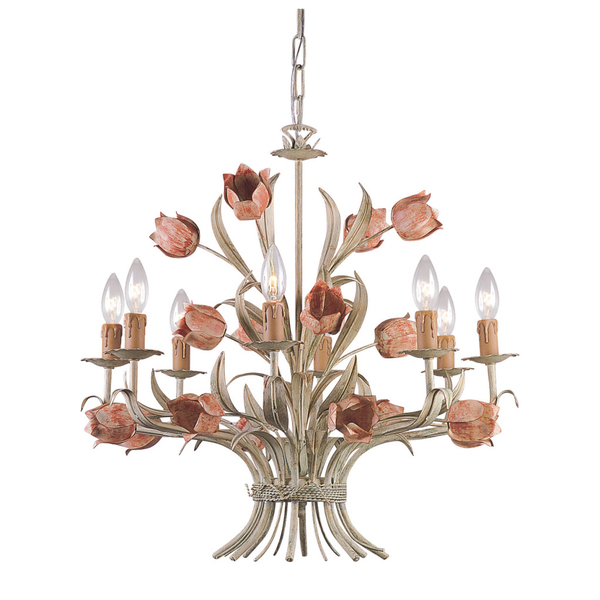 OVERSTOCK SOUTHPORT CHANDELIER IN SAGE/ROSE