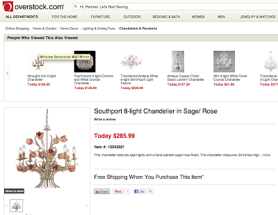 OVERSTOCK SOUTHPORT CHANDELIER IN SAGE/ROSE
