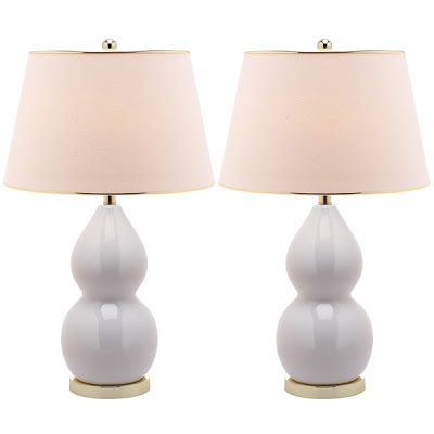 Overstock Zoey Double Gourd White Table Lamps (set of 2)