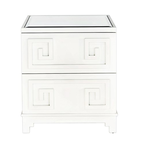 WORLDS AWAY ORIENTAL NIGHTSTAND IN WHITE LACQUER