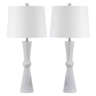 Overstock Safavieh Indoor 1-light White Bowtie Scroll Table Lamp (Set of 2)