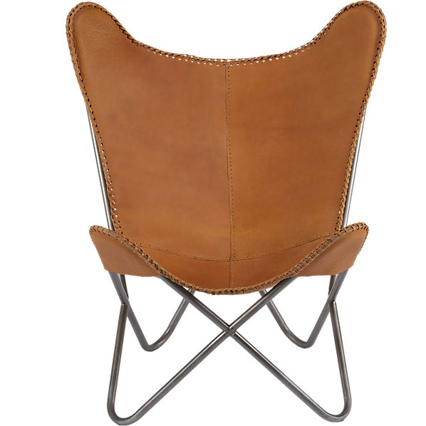 CB2 1938 TOBACCO LEATHER BUTTERFLY CHAIR