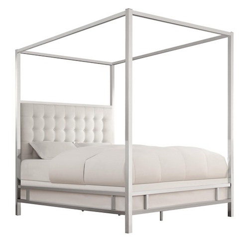 Overstock INSPIRE Q Solivita Canopy Button Tufted Metal Poster Bed