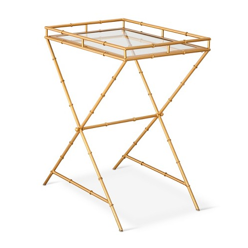 Target Threshold Gold Bamboo Motif Accent Table