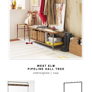 West Elm Pipeline Hall Tree for $499 vs Carolina Cottage Sonoma Hall Bench for $181 | @copycatchic look for less budget home decor and design