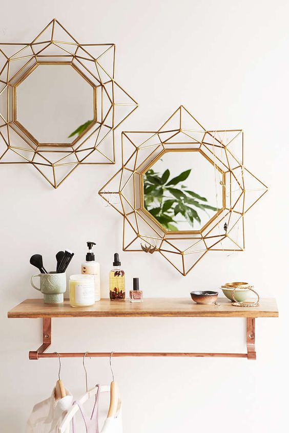 Wayfair Mercer 41 Wall Mirror for $205 vs TJMaxx Triangle Boarder Metal Mirror $50 copycatchic luxe living for less budget home decor & design look for less