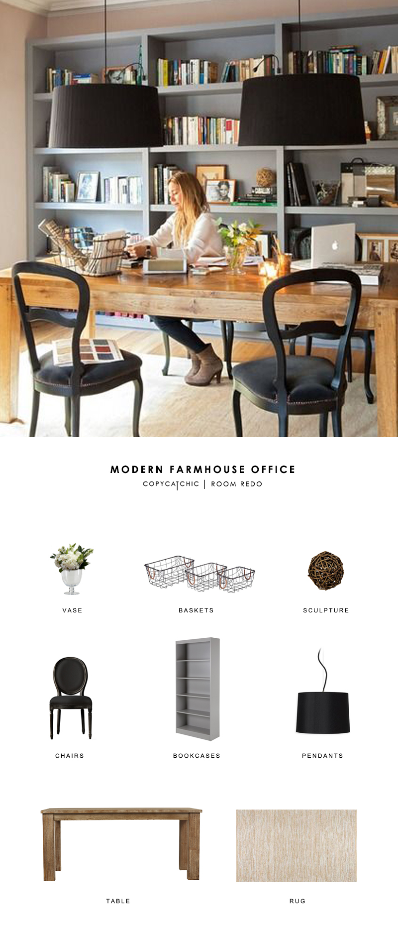 A modern farmhouse office gets recreated for less by copycatchic luxe living for less budget home decor and design looks for less