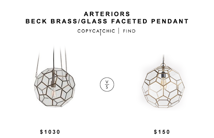Arteriors Beck Brass Glass Faceted Pendant $1032 vs World Market faceted Glass Paxton Pendant for $150 copycatchic luxe living for less budget home decor