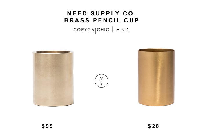 Need Supply Co. Brass Pencil Cup for $95 vs Ferm Living Brass Cup for $28 | copycatchic luxe living for less budget home decor and design looks for less