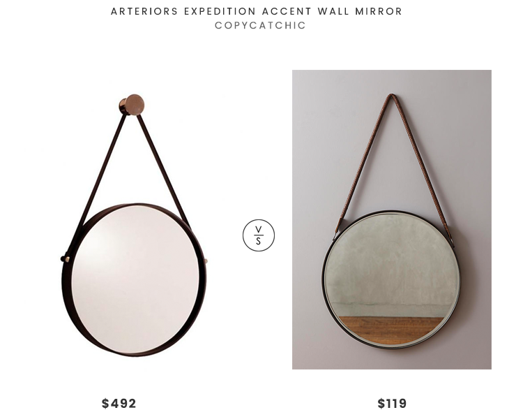 Arteriors Expedition Accent Wall Mirror $492 vs Anthropologie Sailor's Mirror $119 round hanging mirror look for less copycatchic luxe living for less budget home decor and design daily finds