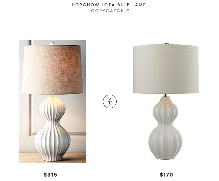 Horchow Lota Bulb Lamp $315 vs Dimond Ribbed Gourd Table Lamp $170 white ribbed gourd lamp look for less copycatchic luxe living for less budget home decor and design daily finds