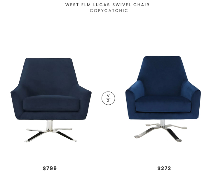 West Elm Lucas Swivel Chair $799 vs Wayfair Edmund Swivel Armchair $272 mid century velvet swivel chair look for less copycatchic luxe living for less budget home decor and design daily finds and room redos
