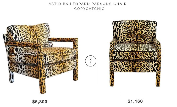 1st Dibs Leopard Parsons Chair $5800 vs Ballard Designs Robbie Chair in Serengeti $1160 leopard parsons chair look for less copycatchic luxe living for less budget home decor and design daily finds and room redos