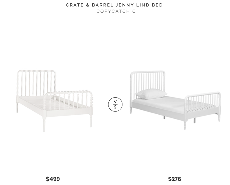Crate & Barrel White Twin Jenny Lind Bed $499 vs Wayfair Rowan Valley Linden Slat Bed $276 jenny lind spindle bed look for less copycatchic luxe living for less budget home decor and design daily finds and room redos