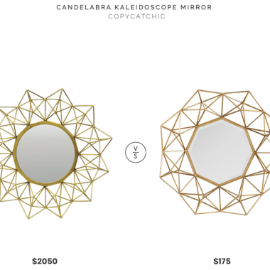 Candelabra Kaleidoscope Mirror $2050 vs Joss & Main Transitional Metal Frame Mirror $175 gold kaleidoscope mirror look for less copycatchic luxe living for less budget home decor and design daily finds, home trends an room redos