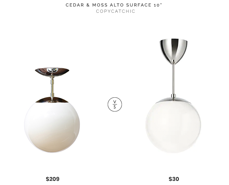 Cedar & Moss Alto Surface 10" $209 vs IKEA Höljes Pendant $30 modern globe pendant look for less copycatchic luxe living for less budget home decor and design, daily finds, home trends, sales and room redos