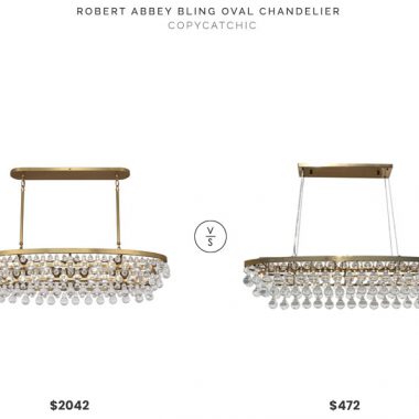 Robert Abbey Bling Oval Chandelier $2042 vs. Celeste Oval Glass Drop Crystal Chandelier $472, gold and glass oval chandelier look for less, copycatchic luxe living for less, budget home decor and design, daily finds, home trends, sales, budget travel and room redos
