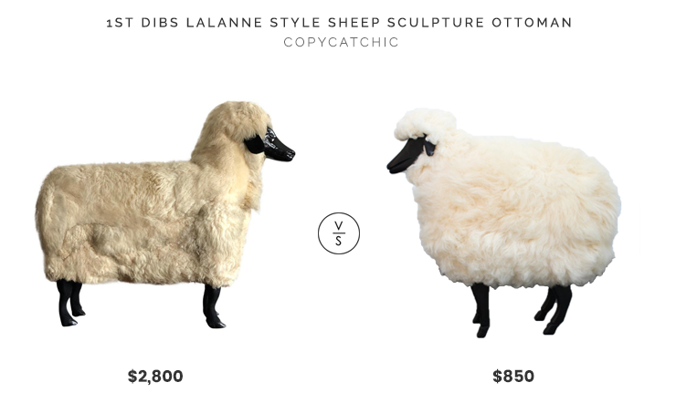 1st Dibs Lalanne Style Sheep Sculpture Ottoman $2,800 vs. Etsy Life-size Real Sheep Fleece Bench Footrest $850, sheep ottoman look for less, copycatchic luxe living for less, budget home decor and design, daily finds, home trends, sales, budget travel and room redos