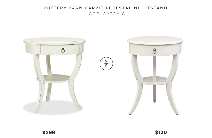 Pottery Barn Carrie Pedestal Nightstand, Round White Nightstand Table