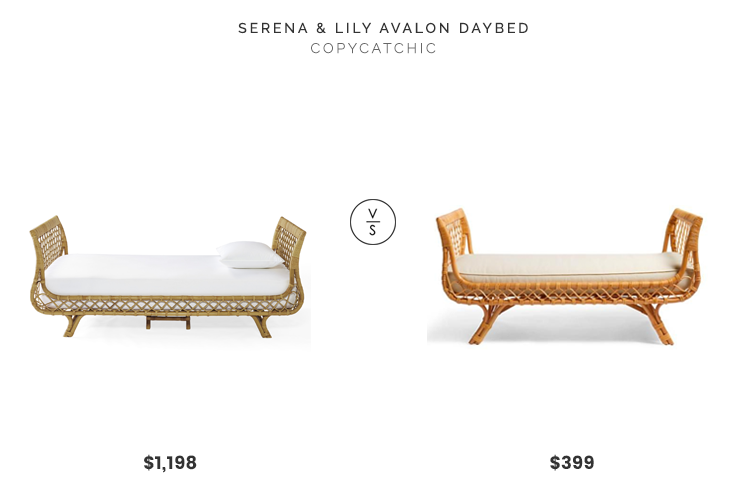Serena & Lily Avalon Daybed $1,198 vs. Grandin Road Paloma Bench $399, rattan daybed look for less, copycatchic luxe living for less, budget home decor and design, daily finds, home trends, sales, budget travel and room redos