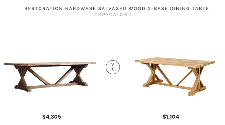 Restoration Hardware Salvaged Wood X-Base Dining Table $4,305 vs. Shades of Light Double X Farmhouse Extendable Dining Table $1,104, x base dining table look for less, copycatchic luxe living for less, budget home decor and design, daily finds, home trends, sales, budget travel and room redos