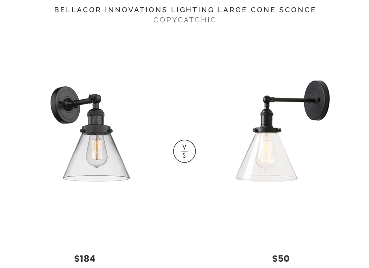 Bellacor Innovations Lighting Large Cone Sconce $184 vs. Amazon Permo Single Sconce $50, glass cone sconce look for less, copycatchic luxe living for less, budget home decor and design, daily finds, home trends, sales, budget travel and room redos