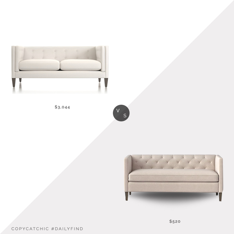 Crate & Barrel Aidan Tufted Apartment Sofa, Newport Salt $3,044 vs. Target Holyoke Linen Sofa $520, tufted sofa look for less, copycatchic luxe living for less, budget home decor and design, daily finds, home trends, sales, budget travel and room redos