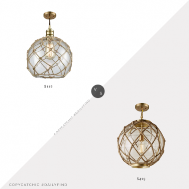 Shades of Light Jute Rope Globe Pendant $419 vs. Elk Lighting Dragnet Single Light Pendant $118, rope pendant light look for less, copycatchic luxe living for less, budget home decor and design, daily finds, home trends, sales, budget travel and room redos