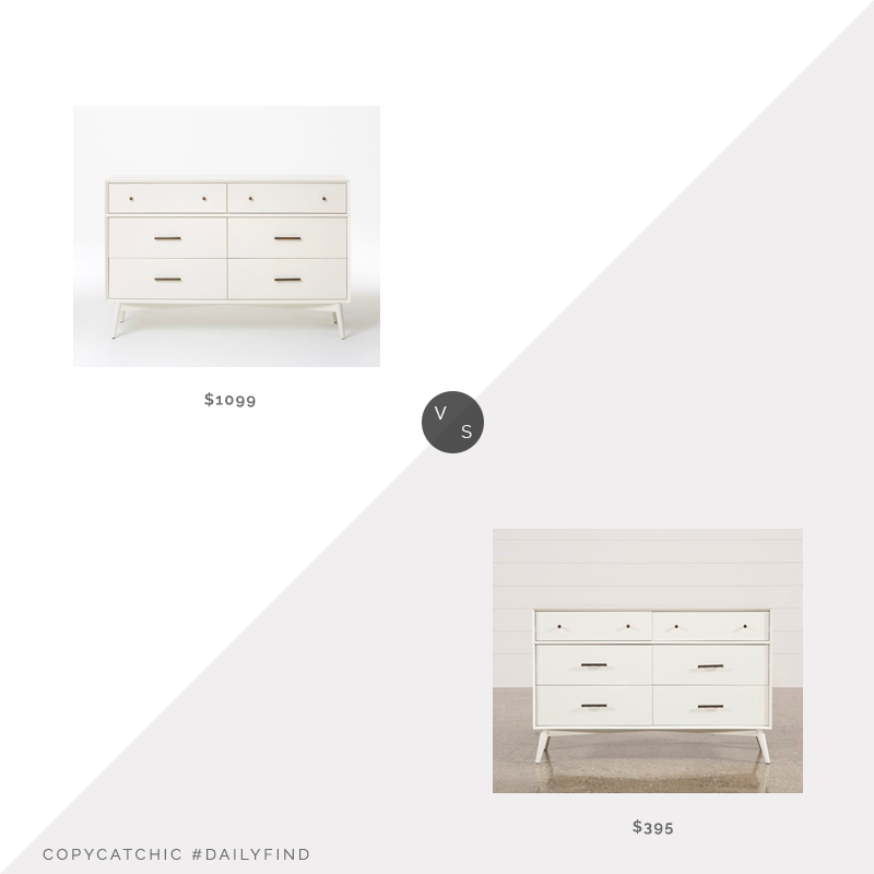 West Elm Mid-Century 6-Drawer Dresser $1099 vs. Living Spaces Alton White Dresser $395, mid century dresser look for less, copycatchic luxe living for less, budget home decor and design, daily finds, home trends, sales, budget travel and room redos
