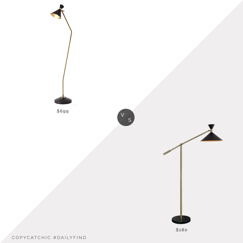 Lamps Plus Cone Bronze & Brass Floor Lamp $699 vs. Arne Black Floor Lamp with Metal Shade $180, black cone floor lamp look for less, copycatchic luxe living for less, budget home decor and design, daily finds, home trends, sales, budget travel and room redos
