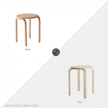 The Citizenry Kulon Side Table $255 vs. IKEA Frosta Stool $15, birch stool look for less, copycatchic luxe living for less, budget home decor and design, daily finds, home trends, sales, budget travel and room redos