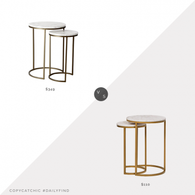 West Elm Marble Round Nesting Side Tables $349 vs. Amazon Rivet Circular Nesting Side Tables  $110, gold nesting side tables look for less, copycatchic luxe living for less, budget home decor and design, daily finds, home trends, sales, budget travel and room redos