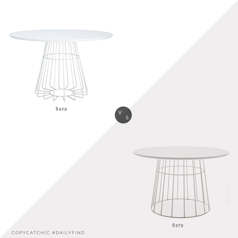 Daily Find: CB2 Compass Wire Base Dining Table $429 vs. Walmart MoDRN Scandinavian Kipper Round Dining Table $379, round white dining table look for less, copycatchic luxe living for less, budget home decor and design, daily finds, home trends, sales, budget travel and room redos, round white dining table look for less