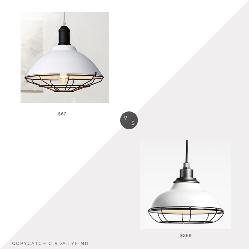 Rejuvenation Carson Pendant $269 vs. Beautiful Halo Industrial Pendant $62, cage pendant light look for less, copycatchic luxe living for less, budget home decor and design, daily finds, home trends, sales, budget travel and room redos