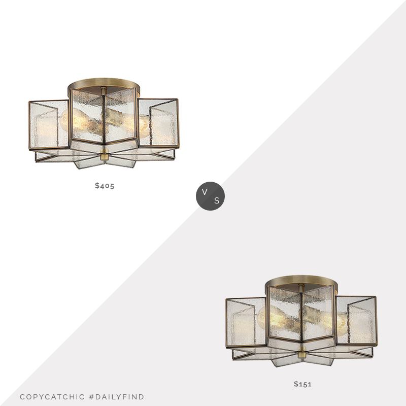 Daily Find: Lumens Isabel Semi-Flushmount $405 vs. Lights Online Trade Winds Star Semi-Flush Ceiling Light in Natural Brass $151, star flushmount light look for less, copycatchic luxe living for less, budget home decor and design, daily finds, home trends, sales, budget travel and room redos