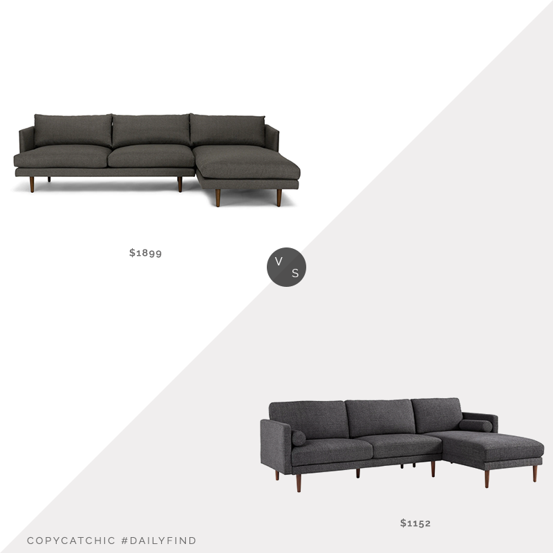 Daily Find: Article Burrard Sectional Sofa vs. Overstock Oana Mid-Century Sectional Sofa, mid century sectional look for less, copycatchic luxe living for less, budget home decor and design, daily finds, home trends, sales, budget travel and room redos
