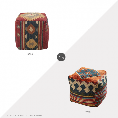 Daily Find: Bellacor Surya Wool Kilim Pouf vs. Sundance Casa Kilim Pouf, kilim pouf look for less, copycatchic luxe living for less, budget home decor and design, daily finds, home trends, sales, budget travel and room redos