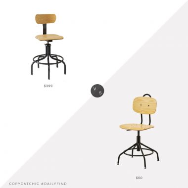 Daily Find: Schoolhouse Drafting Chair vs. Ikea Kullaberg Swivel Chair, wood swivel stool look for less, copycatchic luxe living for less, budget home decor and design, daily finds, home trends, sales, budget travel and room redos