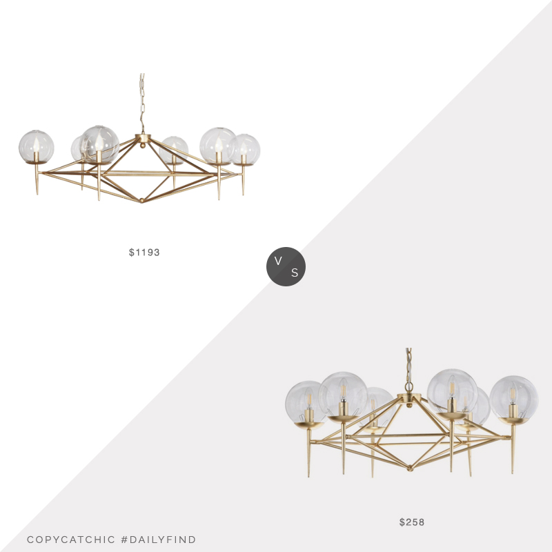 Daily find: Worlds Away Rowan Chandelier vs. Home Depot Greyor Chandelier, brass chandelier look for less, copycatchic luxe living for less, budget home decor and design, daily finds, home trends, sales, budget travel and room redos