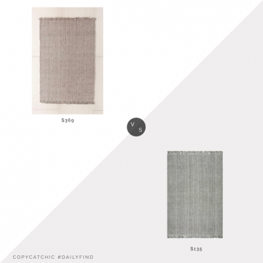 Daily Find: Urban Outfitters Chunky Fringe Woven Jute Rug vs. Home Depot nuLOOM Chunky Loop Jute Grey Rug, gray jute rug look for less, copycatchic luxe living for less, budget home decor and design, daily finds, home trends, sales, budget travel and room redos