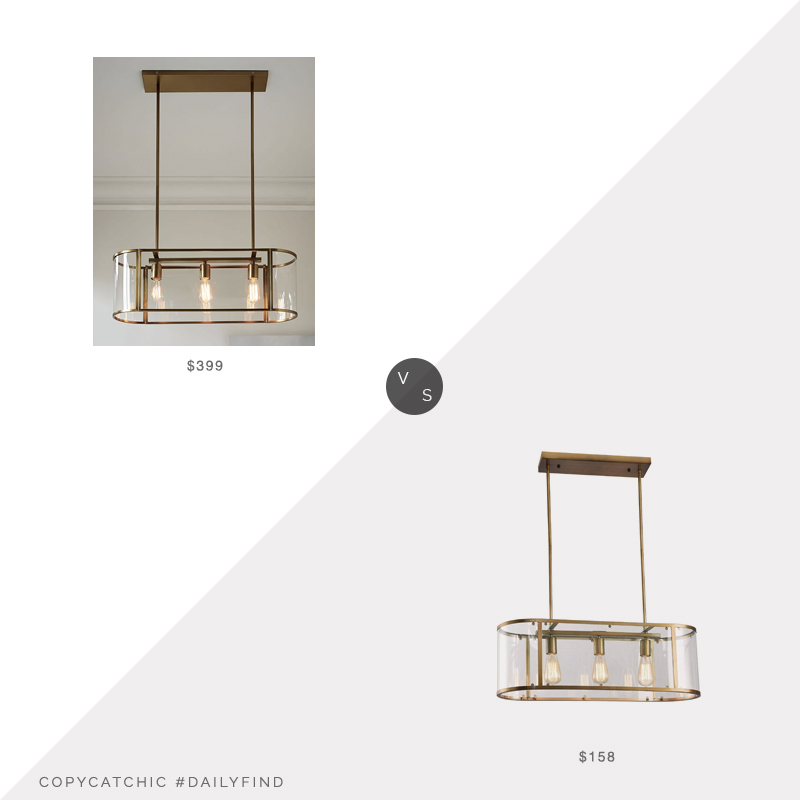 Daily Find: West Elm Trough Chandelier vs. Overstock Nefer Brushed Brass Chandelier, brass chandelier look for less, copycatchic luxe living for less, budget home decor and design, daily finds, home trends, sales, budget travel and room redos