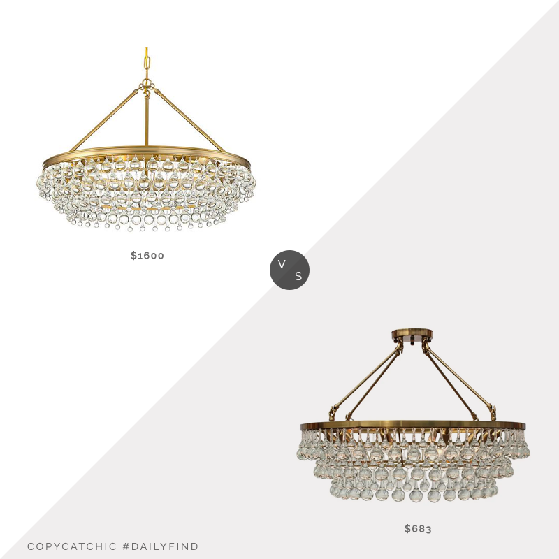 Daily Find: One Kings Lane Calypso 6-Light Chandelier vs. Overstock Celeste Flush Mount Glass Drop Crystal Chandelier, glass drop chandelier look for less, copycatchic luxe living for less, budget home decor and design, daily finds, home trends, sales, budget travel and room redos