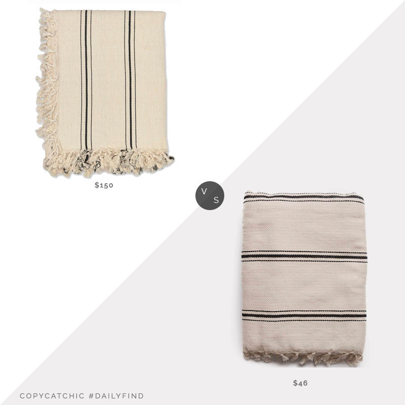 Daily Find: Lulu and Georgia House No. 23 Dulca Bed Cover vs. Amazon The Loomia Sophie Turkish Cotton Boho Throw Blanket, striped fringe blanket look for less, copycatchic luxe living for less, budget home decor and design, daily finds, home trends, sales, budget travel and room redos