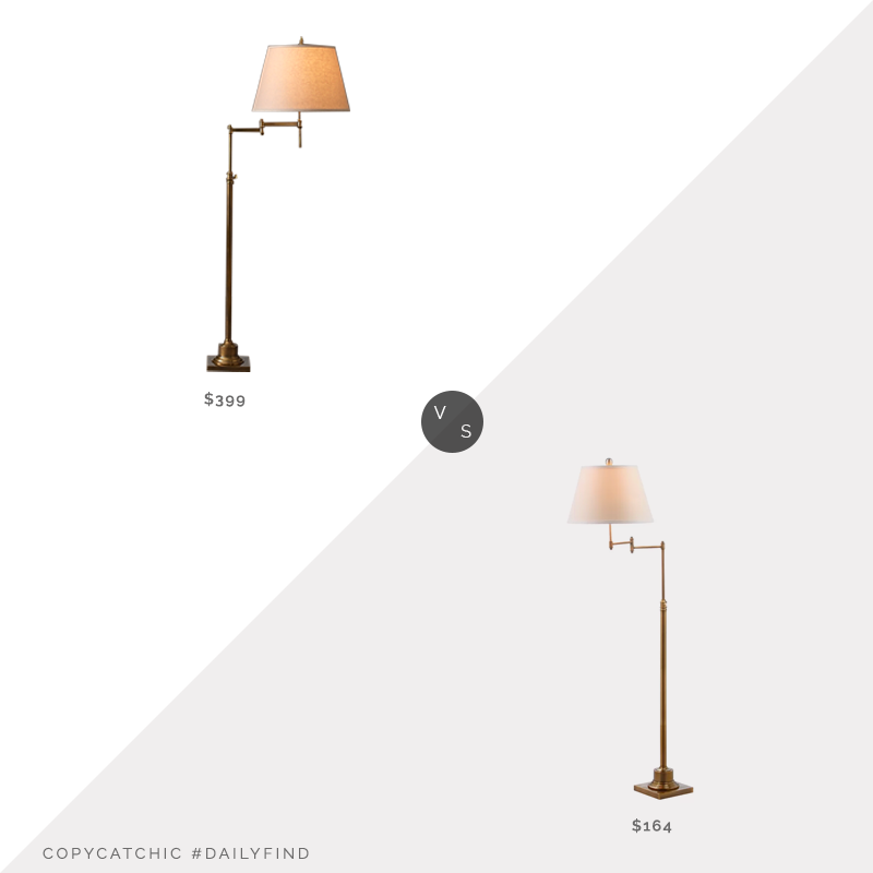 Daily Find: Restoration Hardware Library Swing-Arm Floor Lamp vs. Wayfair Charlton Home Emmeline Swing Arm Floor Lamp, swing arm floor lamp look for less, copycatchic luxe living for less, budget home decor and design, daily finds, home trends, sales, budget travel and room redos