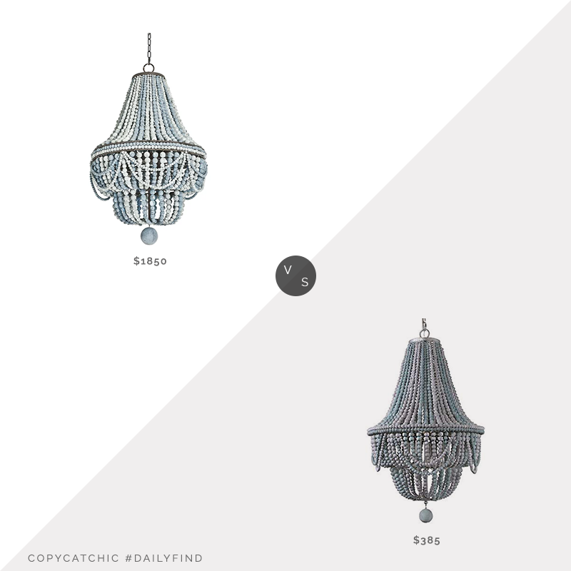 Daily Find: Perigold Regina Andrew Malibu Empire Chandelier vs. Amazon Lovedima Wood Beaded Basket Chandelier, blue wood bead chandelier look for less, copycatchic luxe living for less, budget home decor and design, daily finds, home trends, sales, budget travel and room redos