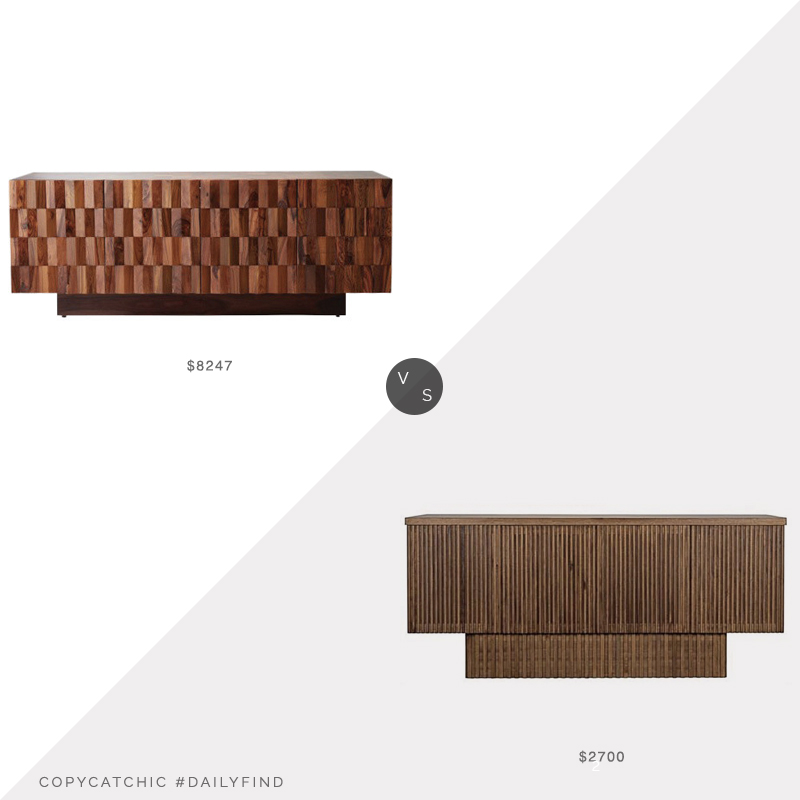 Daily Find: Houzz Teak Wood Media Cabinet vs. Global Home Ribbed Walnut Sideboard, teak sideboard look for less, teak sideboard look for less, copycatchic luxe living for less, budget home decor and design, daily finds, home trends, sales, budget travel and room redos
