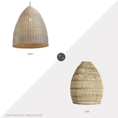 Daily Find: Chairish Raw Wicker Pod Lantern vs. World Market Basket Weave Bamboo Pendant, wicker pendant look for less, copycatchic luxe living for less, budget home decor and design, daily finds, home trends, sales, budget travel and room redos