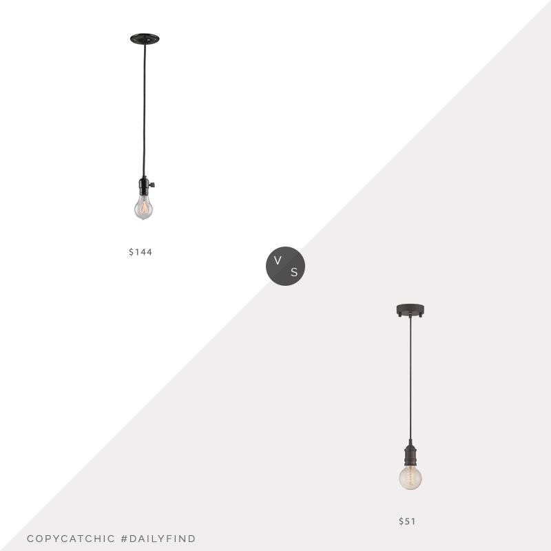 Daily Find: Rejuvenation Burnside Bare Bulb Cord Pendant vs. Amazon Lite Source Umar Pendant, bare bulb pendant look for less, copycatchic luxe living for less, budget home decor and design, daily finds, home trends, sales, budget travel and room redos