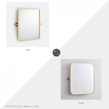 Daily Find: Rejuvenation Canfield Rounded Rectangle Pivot Mirror vs. West Elm Metal Frame Pivot Wall Mirror, gold rounded rectangle mirror look for less, copycatchic luxe living for less, budget home decor and design, daily finds, home trends, sales, budget travel and room redos